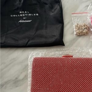 Adrienne Sparkling Red Mesh Clutch